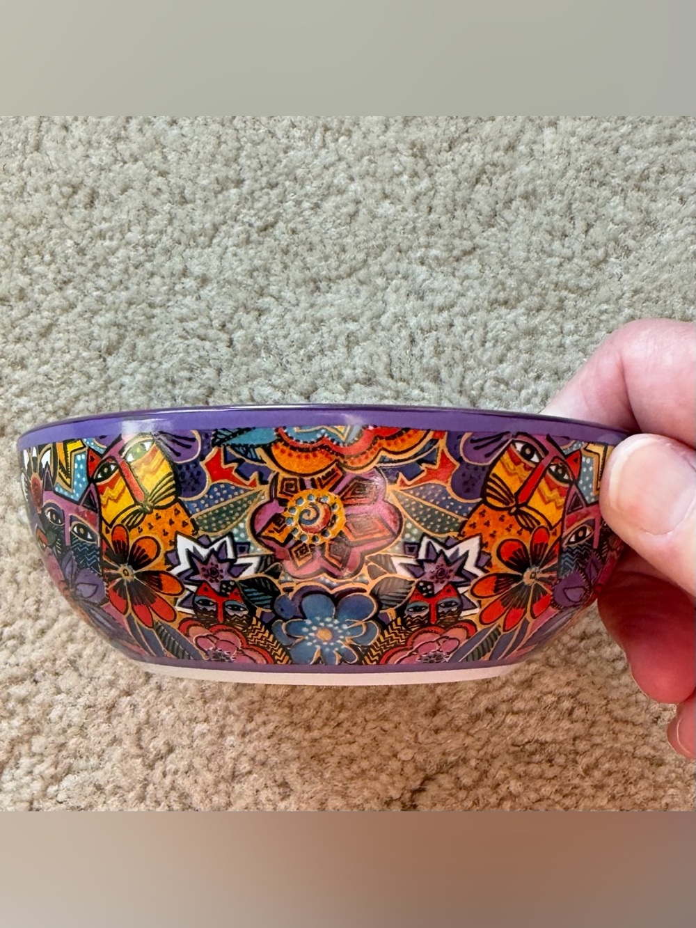 Vintage Laurel Burch Carlotta Cats Ceramic Bowl - EUC